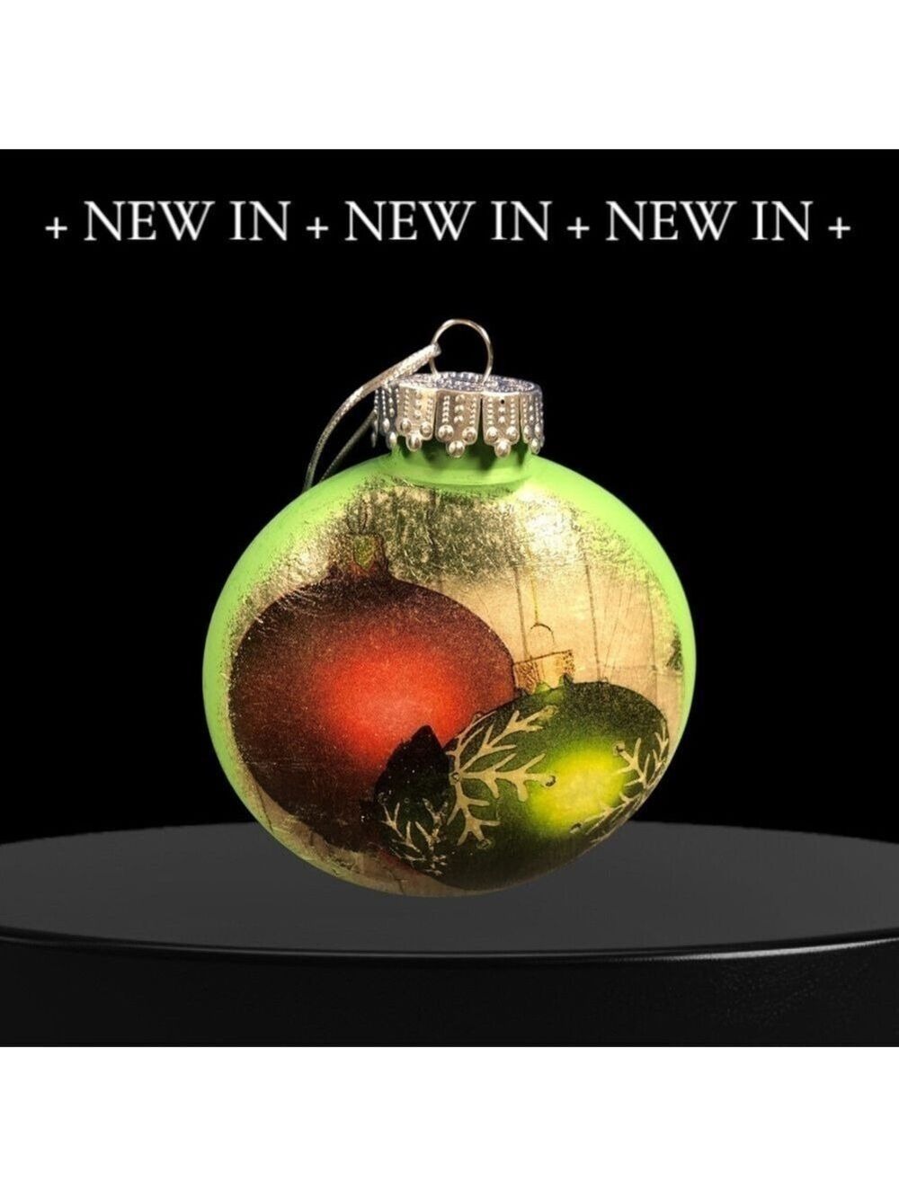 Handmade Elegant Green and Red Holiday Ornament filled with Bath Salts